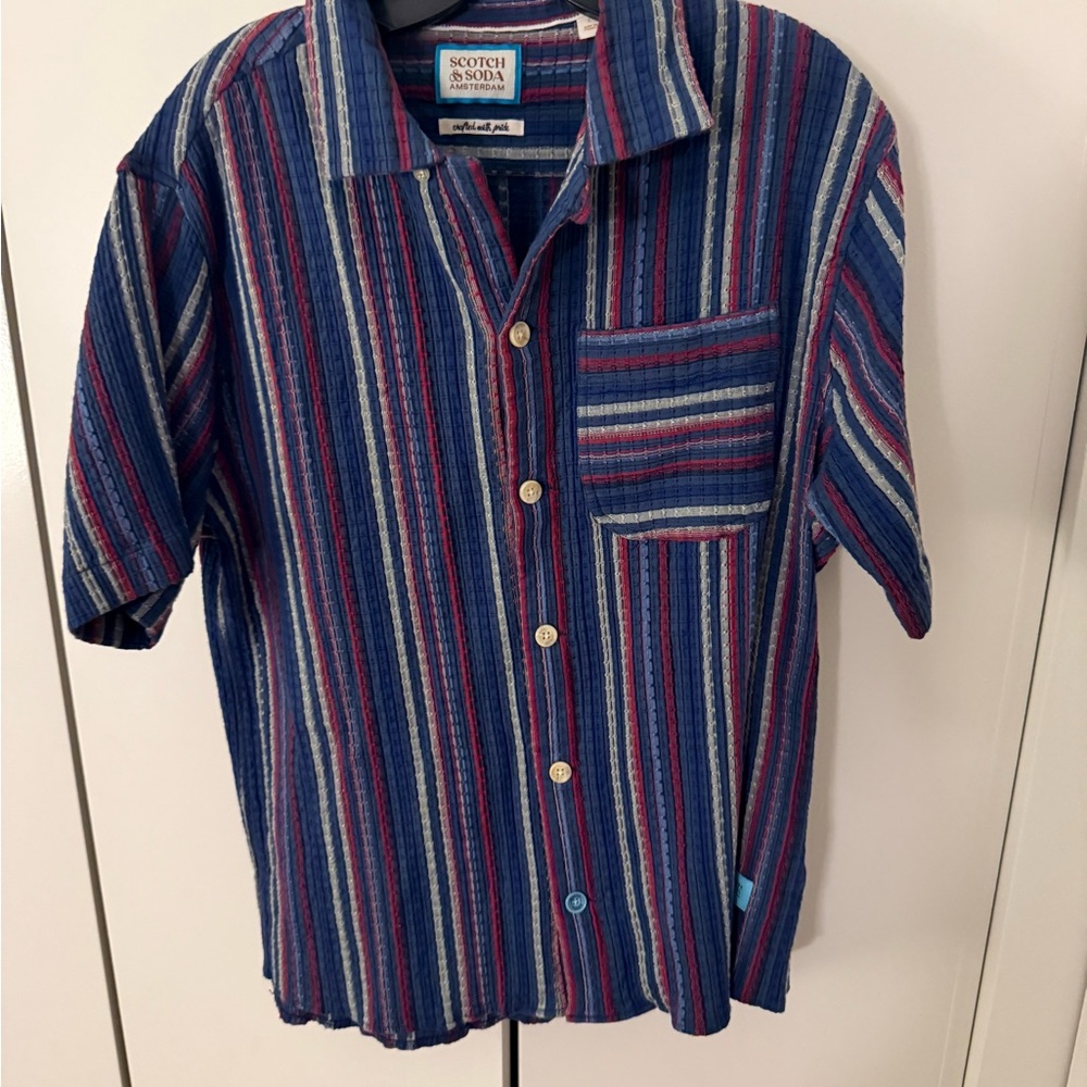 Scotch & Soda Casual Blue and Red Striped Shirt
